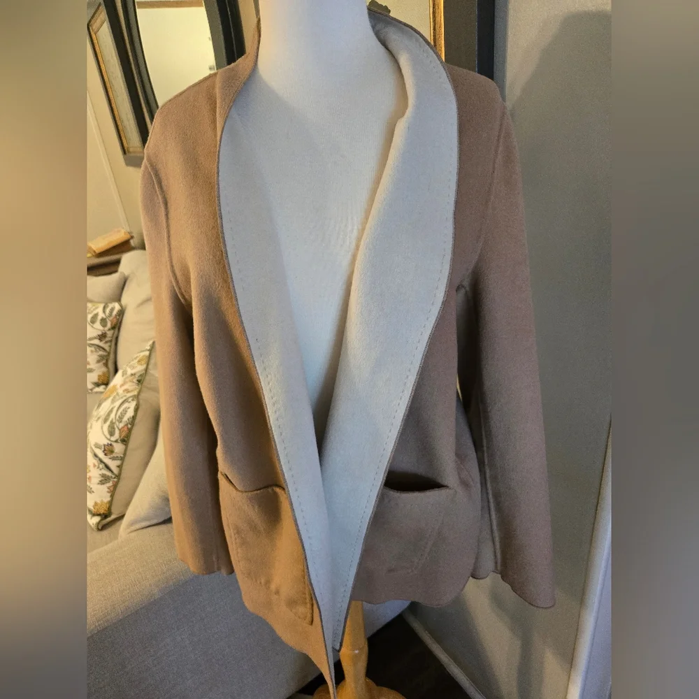 Chico's: Women's Tan Open Front Jacket - Picture 4 of 6